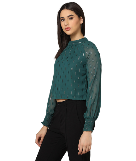 Collar Neck Top (Light Green, XL)